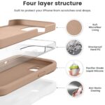 Vooii Compatible with iPhone 15 Case, Upgrade Defender Liquid Silicone, [Enhanced Camera Protection] [Soft Anti-Scratch Microfiber Lining] Shockproof Phone Case for iPhone 15 6.1 inch – Light Brown