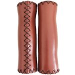 Jonscart Brown Beach Cruiser Bike Bicycle Soft Synthetic Leather Handlebar Cover Grips Bar with End Cap and Needle