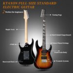 Ktaxon 39″ Electric Guitar with 20Watt Amp, Full Size 170 Model Starter Guitar Kit for Beginners & Professional W/Bag, Shoulder Strap, Wrench Tool, Plectrum – Brown Sunburst
