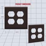ENERLITES Double Duplex Wall Plate, Two Gang Electrical Outlet Cover, Standard Size 2-Gang 4.5″ x 4.57″, Unbreakable Polycarbonate Thermoplastic, UL Listed, 8822-BR, Brown