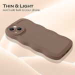 YINLAI Designed for iPhone 13 Case, Brown Soft Silicone Gel Rubber Phone Cover, Cute Curly Wave Frame Shape Slim TPU Bumper Women Girly Shockproof Protective Case 6.1 Inch, Khaki