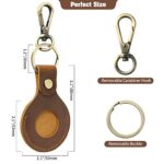 Jack&Chris Leather Airtag Holder Keychain, Air Tag Holder with Keyring Protective Case, Leather Keychain for Man, JC304-Brown