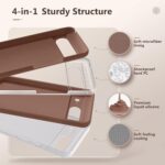 GONEZ Compatible with Google Pixel 8 Case, Liquid Silicone Case with 2X Screen Protectors, Full Body Protective Cover, Shockproof, Slim Phone Case, Anti-Scratch Soft Microfiber Lining 6.2″, Brown