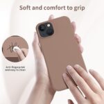 FUNMIKO Compatible with iPhone 15 Plus Case with Screen Protector,Upgraded Liquid Silky Soft Silicone Cover,Fashionably Designed for Men Women Girls,Protective Phone Case 6.7″,Light Brown