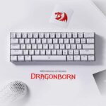 Redragon K630 Dragonborn 60% Wired RGB Gaming Keyboard, 61 Keys Compact Mechanical Keyboard with Tactile Brown Switch, Pro Driver Support, White