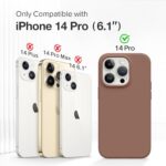 GONEZ for iPhone 14 Pro Case, with 2 Pack Screen Protector + 2 Pack Camera Lens Protector, Soft Anti-Scratch Microfiber Lining, Shockproof Protective Liquid Silicone Phone Cover 6.1”, Brown