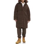 Levi’s Women’s Long Length Patchwork Quilted Teddy Coat, Chocolate Brown