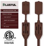 PLUGTUL Indoor Brown Extension Cord 6 Feet, 3-Outlet Household Extension Cord, 2 Prong, 16Gauge, 3 Polarized Outlets with Safety Cap Protect for Home Office, 16/2 SPT-2 ETL Listed