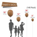 PartyWoo Caramel Brown Balloons, 140 pcs Boho Brown Balloons Different Sizes Pack of 18 Inch 12 Inch 10 Inch 5 Inch Matte Brown Balloons for Balloon Garland Balloon Arch, Party Decorations, Brown-F10