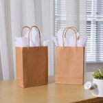 SUNCOLOR 25 Pieces 6″ Mini Goodie Bags Brown Small Gift Bags with Handle for Party Favor Bags (Brown)