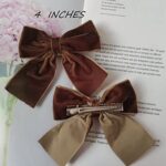 Hjiaruiky Hair Bows for Girls Toddlers Velvet Bows for Hair Hand-made Big Bows Clips for Little Girl Toddlers Brown