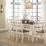 Signature Design by Ashley Woodanville 7 Piece Dining Room Set, Includes Table & 6 Chairs, Cream & Brown