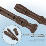 Soulmate Recorder Instrument for Beginners Kids Students German Style C Key Soprano Recorder 8 Holes 3 Piece ABS Descant Recorders Instrument with Cleaning Kit, Packing Bag (Brown)