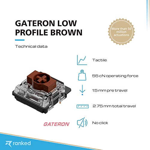 Switches Gateron KS-33 Low Profile V2 – 90 Pièces, Tactile Brown, 3 Pins, Pour Clavier Mécanique Gaming Et DIY