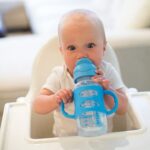 Dr. Brown’s Milestones Wide-Neck Sippy Straw Bottle with 100% Silicone Handles, 9oz/270mL, Blue, 1 Pack, 6m+