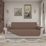 Easy-Going Reversible Couch Cover for 3 Cushion Couch Sofa Cover for Dogs Water Resistant Furniture Protector Cover with Foam Sticks Elastic Straps for Pet Cat (Sofa, Brown/Brown)