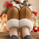 Litfun Women’s Fuzzy Memory Foam Slippers Fluffy Winter House Shoes Indoor and Outdoor, Brown 8-8.5