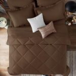 CozyLux Queen Comforter Set with Sheets 7 Pieces Bed in a Bag Brown All Season Bedding Sets with Comforter, Pillow Shams, Flat Sheet, Fitted Sheet and Pillowcases
