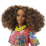 Barbie Doll, Kids Toys, Curly Brown Hair, Fashionistas, Athletic Body Shape, Graffiti-Print T-Shirt Dress, Clothes and Accessories