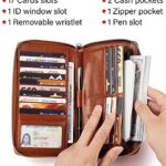 BOSTANTEN Leather Wallets for Women RFID Blocking Zip Around Credit Card Holder Phone Clutch Wristlet Brown