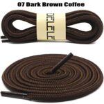 DELELE 2 Pair Round Boot Laces Outdoor Hiking Walking Shoelaces Rope Dark Brown Coffee Striped Shoe Lace Work Shoe Strings 47.24 inches