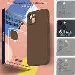 SURPHY Compatible with iPhone 13 Case with Screen Protector, (Camera Protection + Soft Microfiber Lining) Liquid Silicone Phone Case 6.1 inch 2021 (Brown)