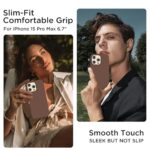 COFFKER Compatible with iPhone 15 Pro Max Case, Liquid Silicone Case, Full Body Shockproof Protective Cover Slim Thin Phone Case with Soft Anti-Scratch Microfiber Lining, 6.7 inch-Light Brown