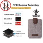 BIAJIYA Card Holder for Back of Phone RFID 5 Pull Credit Card Cash Cell Wallet Pocket Canva Leather Case for Smartphones (Brown)