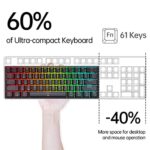 DIERYA DK61E Mechanical Gaming Keyboard, 60% Percent Keyboard w/Hot-swappable, PBT Keycap, Full Keys Programmable, N-Key Rollover, RGB Backlit, USB-C, Ultra-Compact Mini Wired Keyboard w/Brown Switch