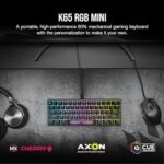 Corsair K65 RGB Mini 60% Mechanical Gaming Keyboard – Cherry MX Brown Mechanical Keyswitches – Customizable Per-Key RGB Backlighting – Detachable USB Type-C Cable – QWERTY NA Layout – Black