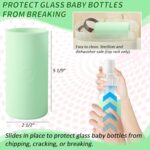 (2-Pack, Mint) Baby Bottle Sleeves for Dr. Brown Baby Bottle 8 oz – Reusable Silicone Baby Bottle Sleeve with Wide Neck – Dishwasher-Safe Bottle Cover for Baby with Cutout for Easy-to-See Measurement