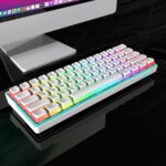 Gaming Keyboard-Mechanical Gaming Keyboard 60 percent – 26 Model LED Backlit Compact 61 Keys RGB Computer Keyboards Brown Switch, PC Gaming Keyboards PBT Keycaps Programmable for PC/Mac Gamer-White