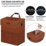 Vankor Car Trash Can for Car Cute, Car Trash Bag Bin Hanging Waterproof Automotive Car Garbage Cans Leak Proof Vehicle Trash Can Brown