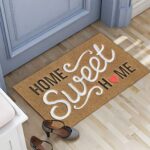 AAZZKANG Brown Doormat Outdoor Indoor Home Sweet Home Welcome Mat with Non Slip Rubber Backing Easy to Clean Outside Inside Front Entrance Door Mat