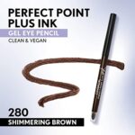 COVERGIRL Perfect Point Plus Ink Gel Eye Pencil, Pigmented, Long-Wearing, Vegan Formula, Shimmering Brown 280, 0.01oz