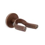 Levy’s Leathers Forged Steel Guitar Hanger; Smoked Metal wih Brown Veg-Tan Leather Yoke Wraps (LVY-FGHNGR-SMBN), Medium
