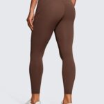 CRZ YOGA Women’s Naked Feeling Workout Leggings 25 Inches – High Waisted Yoga Pants with Side Pockets Athletic Running Tights Coffee Brown Medium