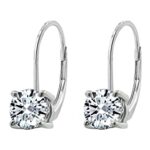 Amazon Collection Platinum Plated Sterling Silver Lever back Earrings set with Round Infinite Elements Cubic Zirconia (1 cttw)