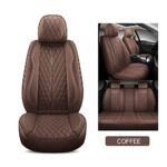 NUNIVAK Full Coverage Leather Car Seat Covers Full Set Fit for Cars Trucks Sedans with Waterproof Leatherette in Automotive Seat Cover Accessories (Brown)