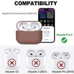 Benbenjaytek AirPods Pro 2 Case, AirPods Pro 2nd Generation[2022] Protective Shockproof Soft Silicone Headphone Cover with Hand Strap, Support Wireless Charging [Front LED Visible] Brown