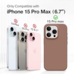GONEZ for iPhone 15 Pro Max Case Silicone, Compatible with Magsafe, 2X Camera Protector + 2X Screen Protector, Soft Anti-Scratch Microfiber Lining, Liquid Silicone Shockproof Phone Cover, Brown
