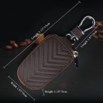 Leather Car Key Fob Cover, Key Case for Keychain Car Key Chain Case Holder Auto Key Shell Unisex Mens Womens (Brown)