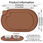KPWACD Pet Placemat for Dog and Cat, Waterproof Silicone Dogs Feeding Bowl Mat Prevent Food and Water Overflow, High-Lips Puppy Dish Mats Suitable for Small Medium Big Pets, Brown, 18.8″ * 12″