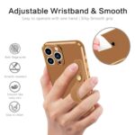 GUAGUA for iPhone 15 Pro Case 6.1 Inch with Wrist Strap Slim Soft Electroplated TPU iPhone 15 Pro Phone Case Shockproof Protective Adjustable Wristband Kickstand Case for iPhone 15 Pro, Coffee Brown