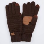 C.C Hatsandscarf CC Exclusives Women Solid Ribbed Glove with Smart Tips (G-20) (Brown)