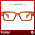 Breaksun Classic Thick Square Frame Black Glasses for Women Men Fashion Rectangle Blue Light Glasses Computer Eyeglasses (Brown)