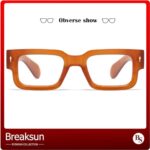 Breaksun Classic Thick Square Frame Black Glasses for Women Men Fashion Rectangle Blue Light Glasses Computer Eyeglasses (Brown)