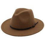 DRESHOW Women Classic Felt Fedora Wide Brim Floppy with Belt Buckle Panama Hat