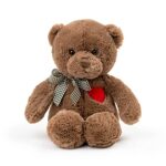 Adorlynetty 15”Teddy Bear with Heart Cute Brown Teddy Bear Stuffed Animals for Valentines Day Soft Stuffed Bear Plush Bear Plushie Toys Gifts for Girlfriend Boyfriend Kid