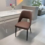 WilliamRock Deluxe Dining Chair: Luxurious Faux Leather, Sturdy Metal Legs, assembles in 5-8 Minutes. Ergonomic Comfort for Dining, Living Rooms, Studies, and Meeting Rooms (Brown)